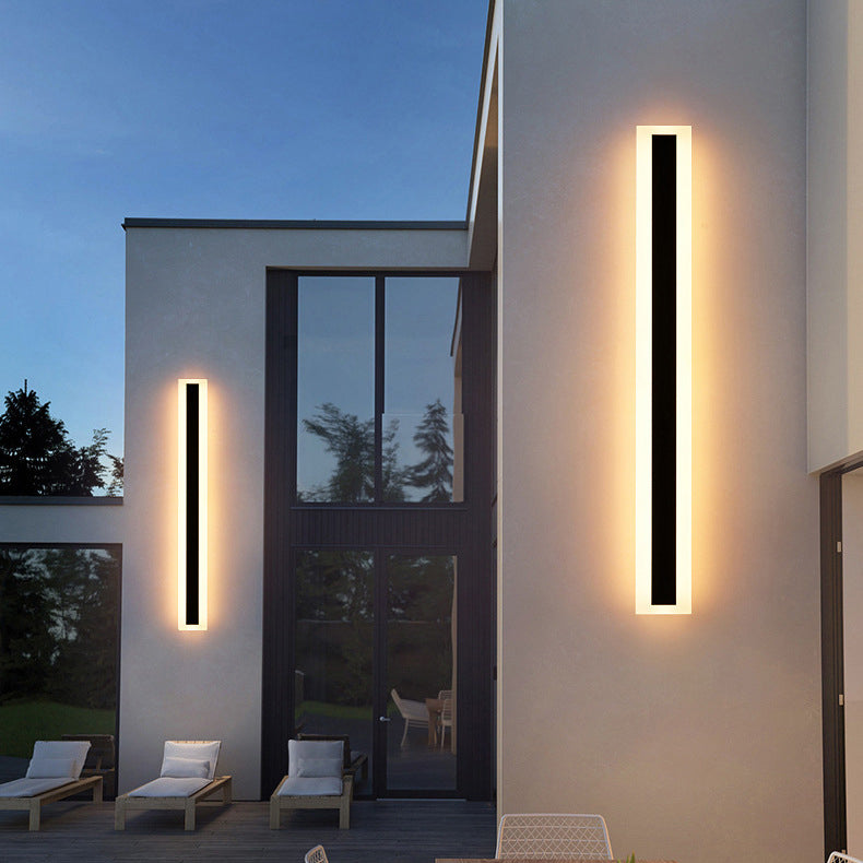 Modern Minimalist Long Rectangular Aluminum Acrylic LED Wall Sconce Lamp For Garden | Stornfield