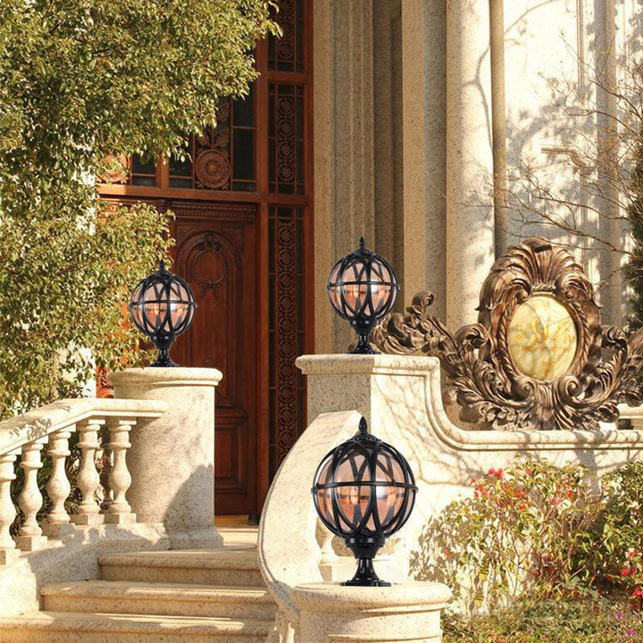 Traditional Colonial Globe Glass Aluminum 1-Light Outdoor Light For Garden | Stornfield