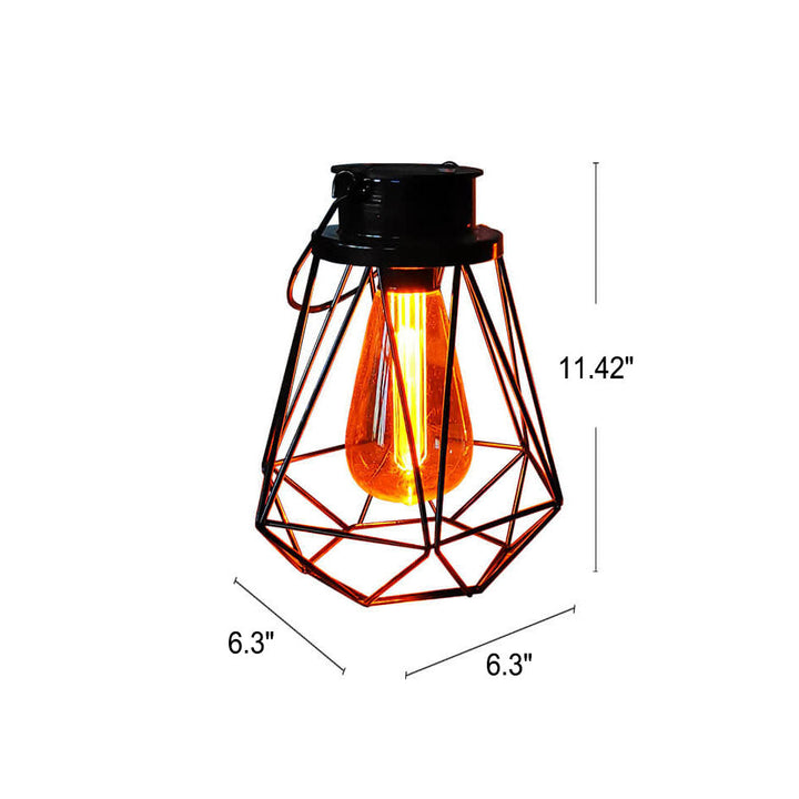 Solar Retro Iron Lantern Geometry LED Decorative Outdoor Landscape Light | Stornfield