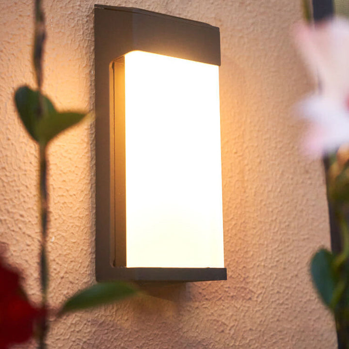 Solar Square Frosted Glass Waterproof Outdoor LED Wall Sconce Lamp | Stornfield