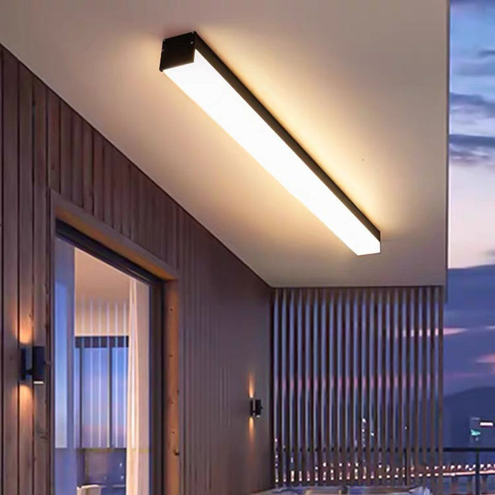 Modern Minimalist Long Rectangle Aluminum PC LED Flush Mount Ceiling Light For Outdoor Patio | Stornfield