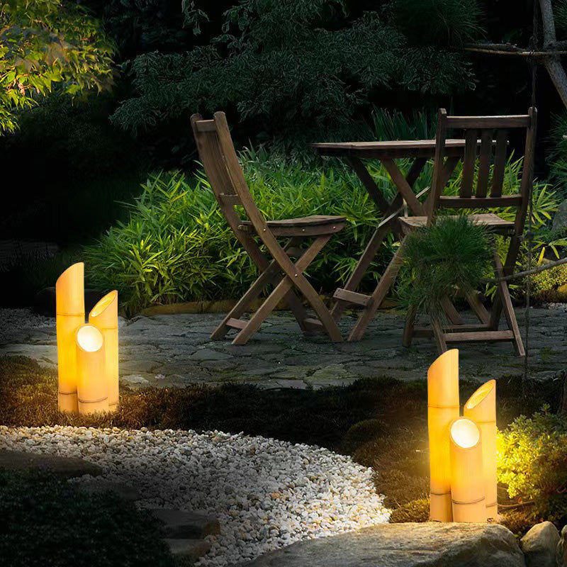Contemporary Creative Waterproof Solar Resin Bamboo LED Landscape Lighting Outdoor Light For Garden | Stornfield
