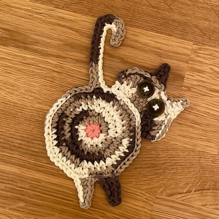 Funny Cat Butt Coasters Cat Butt Cup Mat Knitted Gift for Cat Lovers | Stornfield