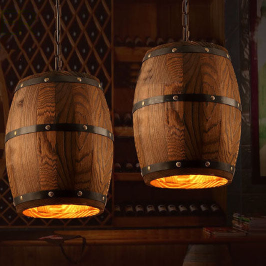 Stornfield | BarrelGlow Vintage Luster Pendant | Wooden Wine Barrel Design | 1-Light | Rustic Lighting