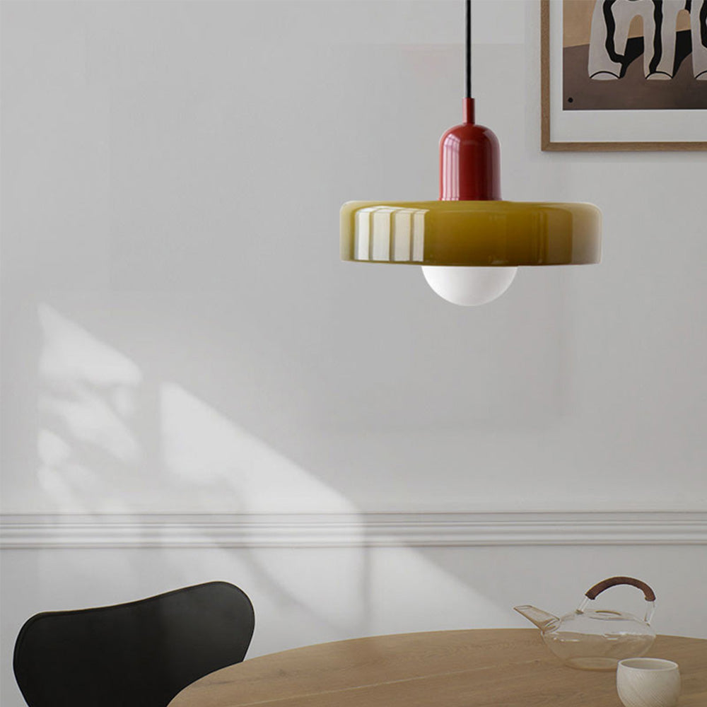 Stornfield | Stained Glass Pendant Light | Elegant Bauhaus Style Hanging Lamp | Designer Lamp for Living Room and Dining Room