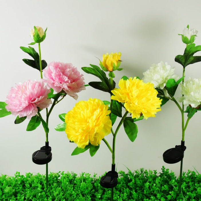 Contemporary Creative Solar Peony Flower LED Waterproof Lawn Landscape Insert Light For Outdoor Patio | Stornfield
