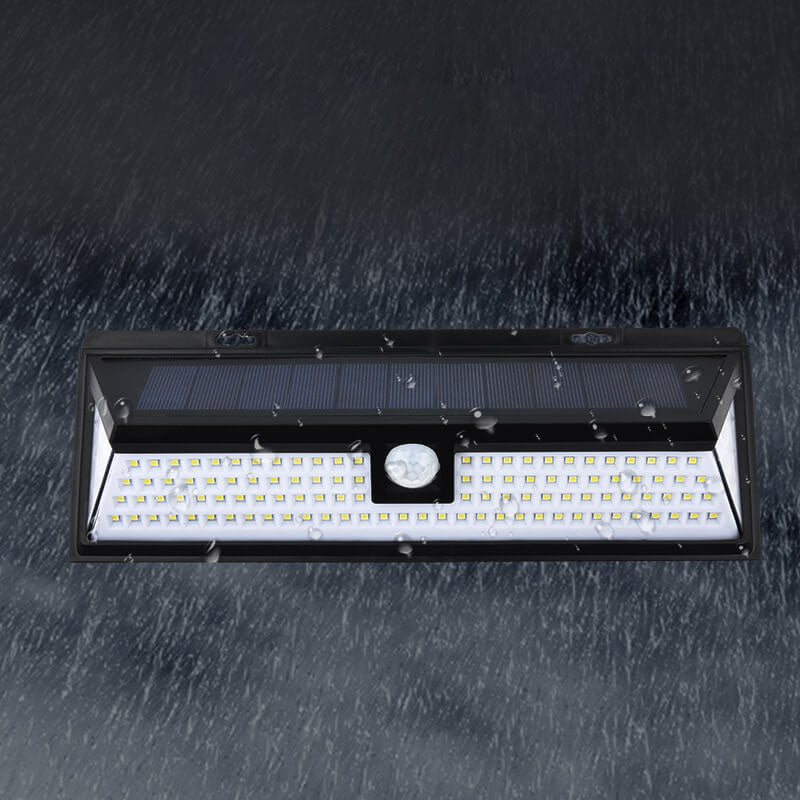 Modern Black Rectangular Human Sensor Solar Waterproof Outdoor Garden LED Wall Light | Stornfield