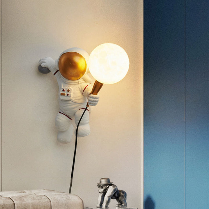 Stornfield | CosmoBuddy Astronaut Wall Lamp | Creative Design | Resin & ABS | LED Bedroom Lamp
