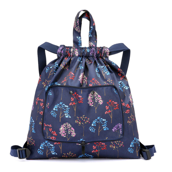 Foldable Printed Nylon Backpack with Drawstring | Stornfield
