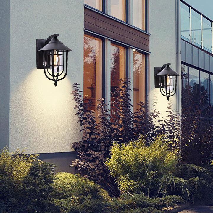 Contemporary Industrial Iron Waterproof Human Body Sensing 1-Light Outdoor Wall Sconce Lamp For Outdoor Patio | Stornfield