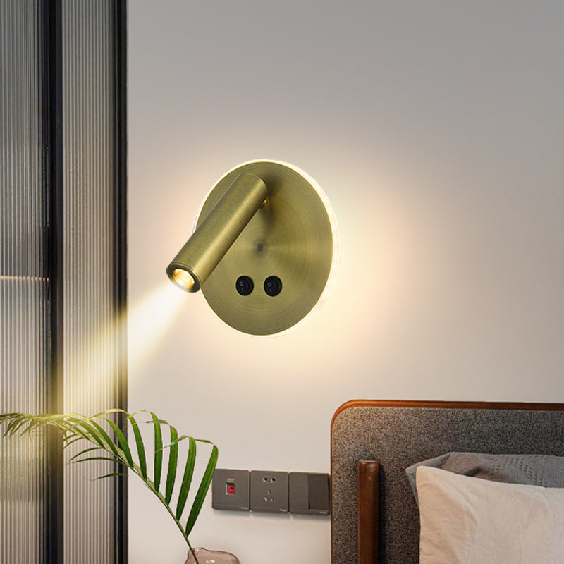 Stornfield | Rectangular Round Minimalist Modern Aluminum Iron LED Wall Lamp for Bedroom