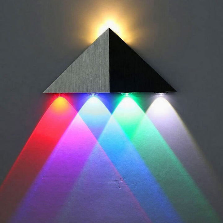 Stornfield | TriLumina Prism LED Wall Sconce | Creative Pyramid Design | Aluminum & Acrylic | Color Light Options