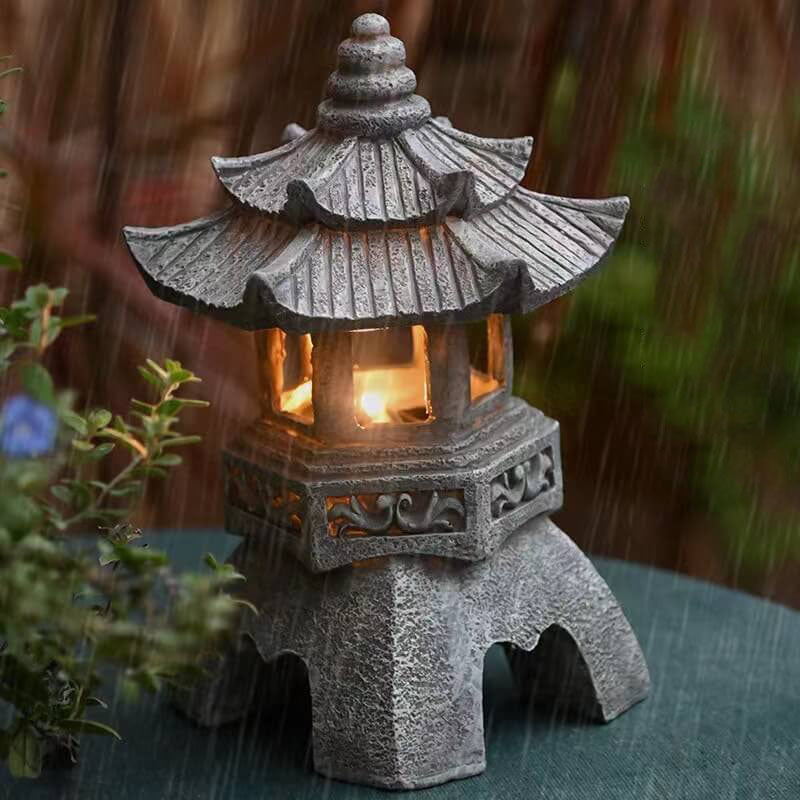 Retro Decorative Solar Tower Resin LED Outdoor Landscape Lighting | Stornfield