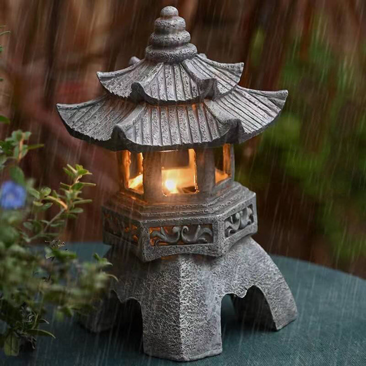 Retro Decorative Solar Tower Resin LED Outdoor Landscape Lighting | Stornfield