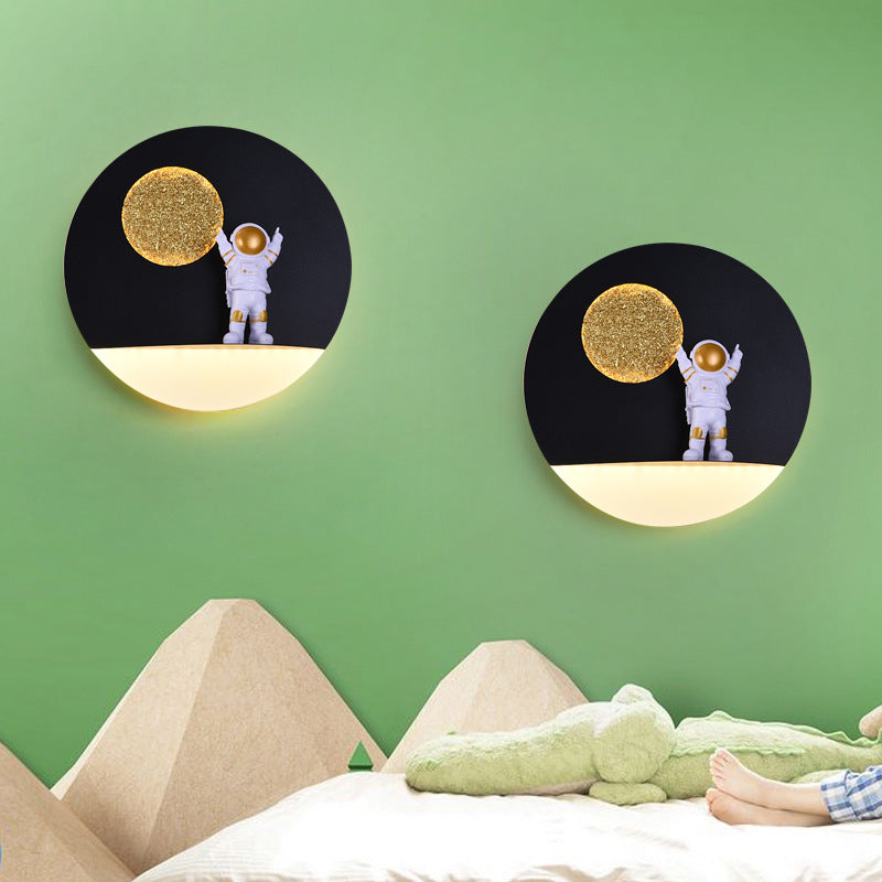 Stornfield | Creative Contemporary Iron Resin Astronaut LED Round Wall Lamp for Bedroom