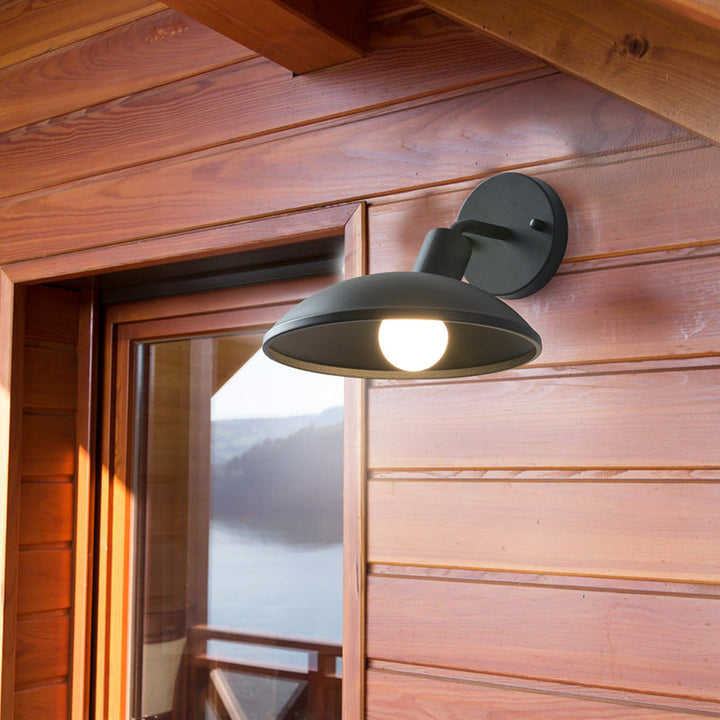 Modern Minimalist Waterproof Round Iron 1-Light Wall Sconce Lamp For Outdoor Patio | Stornfield