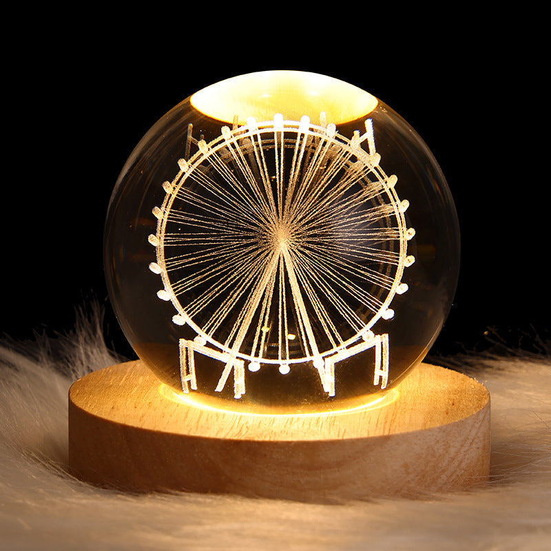 Stornfield | Galaxy Crystal Table Lamp LED 3D Planet Moon Night Light Kids Room Decor Party Birthday Gifts for Children