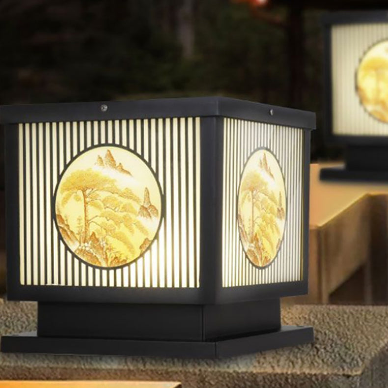 Traditional Chinese Aluminum Glass Square LED Waterproof Solar Landscape Light For Outdoor Patio | Stornfield