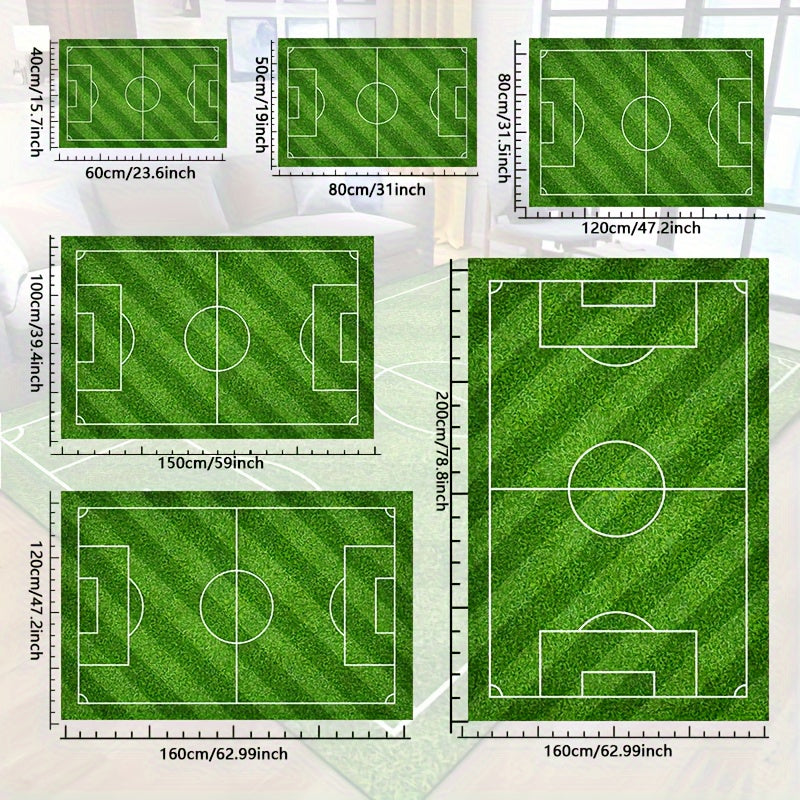 Stornfield | Football Field Pattern Rug - Non-Slip Washable Living Room Rugs for Living Room, Bedroom, Garden, or Playroom