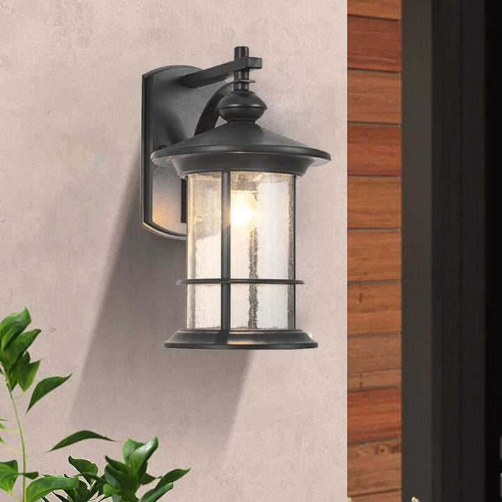 Industrial Vintage Bubble Glass Column 1-Light Outdoor Waterproof Wall Sconce Lamp | Stornfield