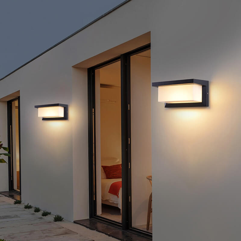 Stornfield | Lampe Murale LED Solaire Rectangulaire PC Minimaliste Moderne pour Terrasse Extérieure
