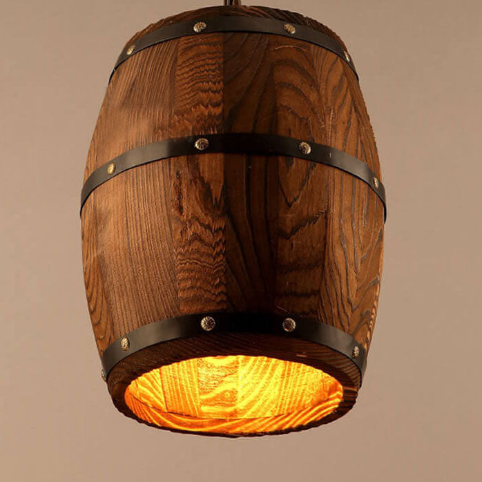 Stornfield | BarrelGlow Vintage Luster Pendant | Wooden Wine Barrel Design | 1-Light | Rustic Lighting