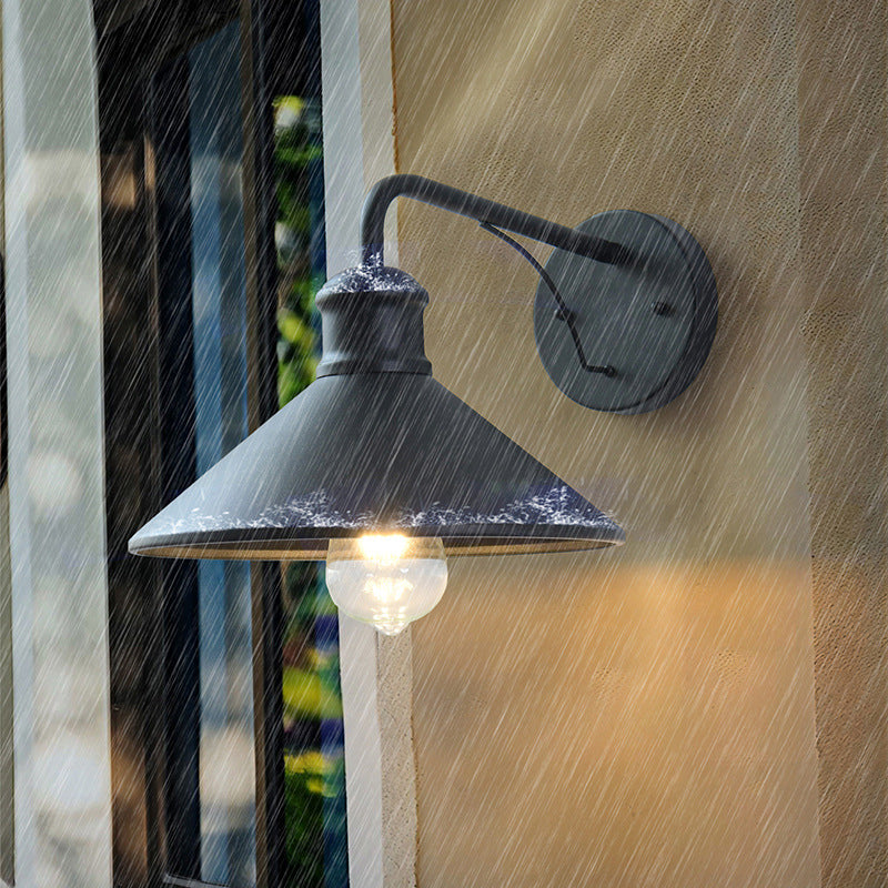 Modern Minimalist Cone Iron 1-Light Wall Sconce Lamp For Outdoor Patio | Stornfield