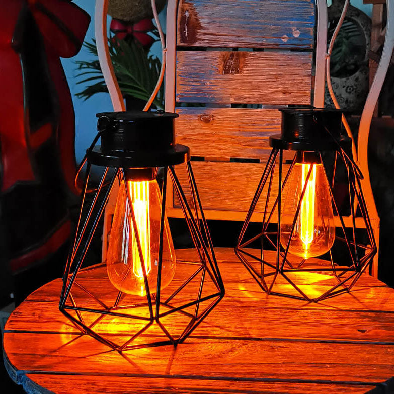 Solar Retro Iron Lantern Geometry LED Decorative Outdoor Landscape Light | Stornfield
