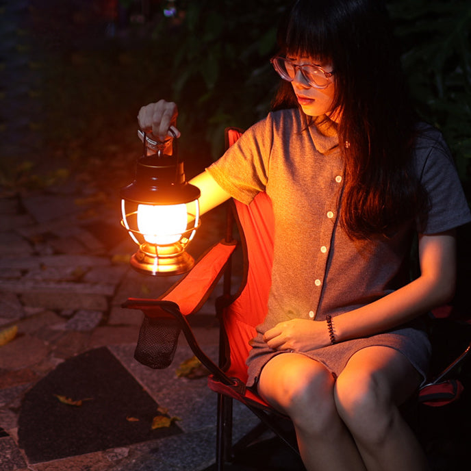 Traditional Farmhouse Waterproof Rechargeable Iron Acrylic Cylinder LED Table Lamp For Entertainment Room | Stornfield