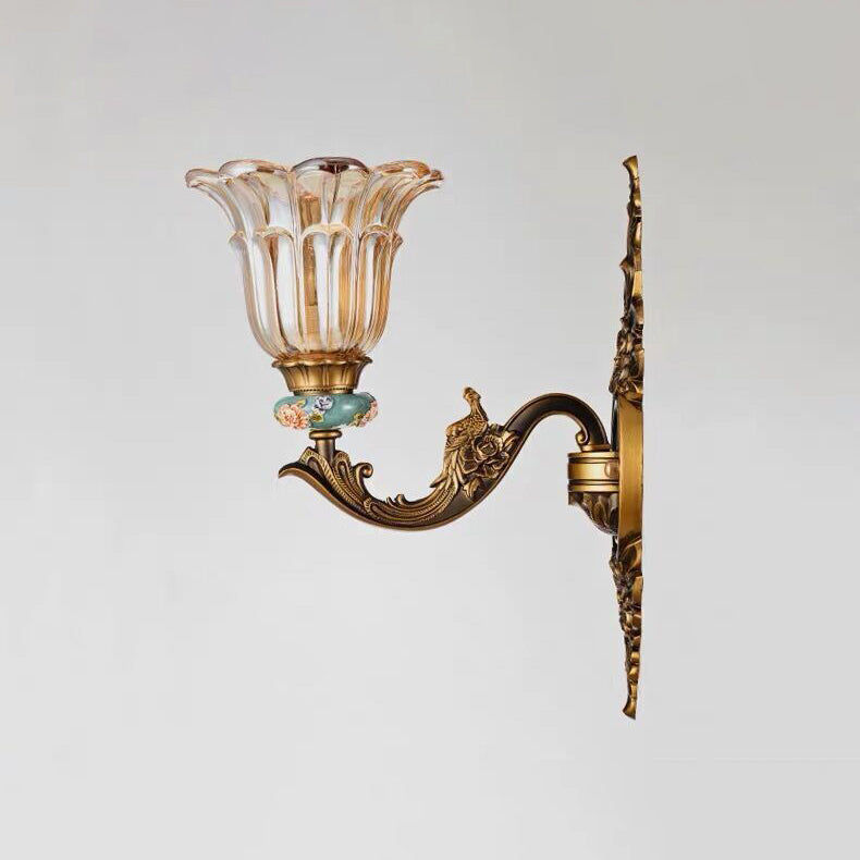 Stornfield | FlorisLuxe European Wall Sconce | Blossom Design | 1-2 Lights | High Quality Resin & Glass | Elegance for Living Room & Hallway