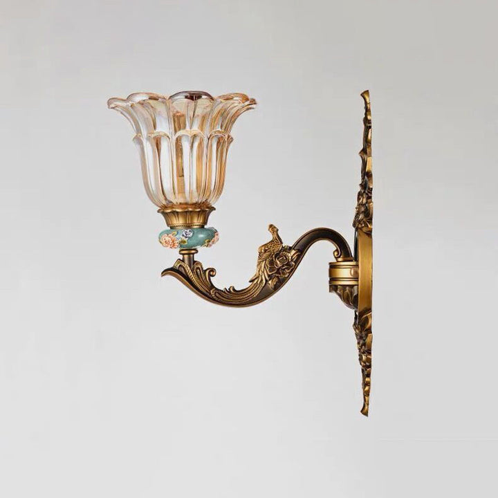 Stornfield | FlorisLuxe European Wall Sconce | Blossom Design | 1-2 Lights | High Quality Resin & Glass | Elegance for Living Room & Hallway