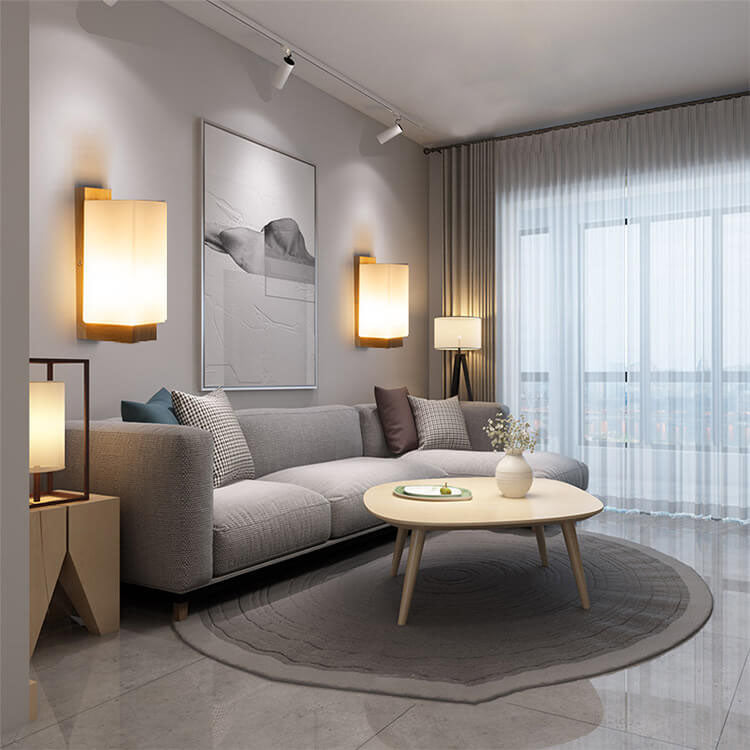 Stornfield | Modern Minimalist Solid Wood Square Glass 1-Light Wall Sconce