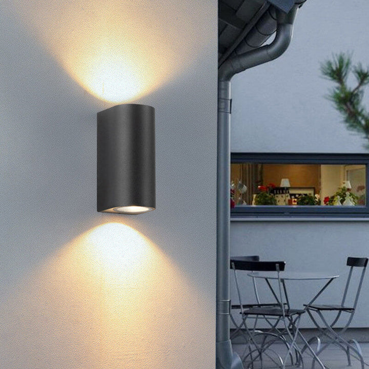 Modern Simple Outdoor Waterproof Aluminum Glass Cylinder 2-Light Wall Sconce Lamp | Stornfield