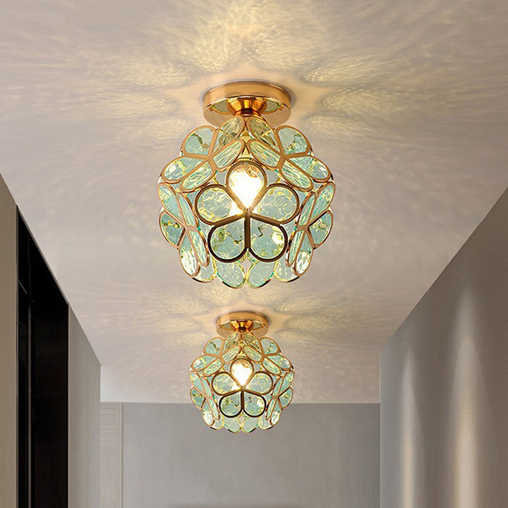 Artistic Glass Ceiling Lamp with Floral Pattern - FlowerHall | Stornfield