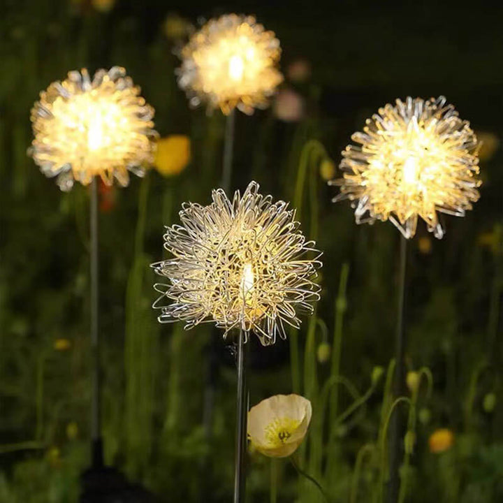 Solar Dandelion Aluminum Wire Globe Light LED Outdoor Waterproof Luminous Garden Insert Ground Landscape Light | Stornfield