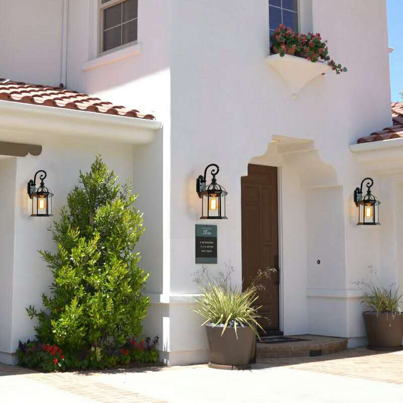 Traditional European Waterproof Aluminum Glass Hexagonal Prism 1-Light Wall Sconce Lamp For Garden | Stornfield