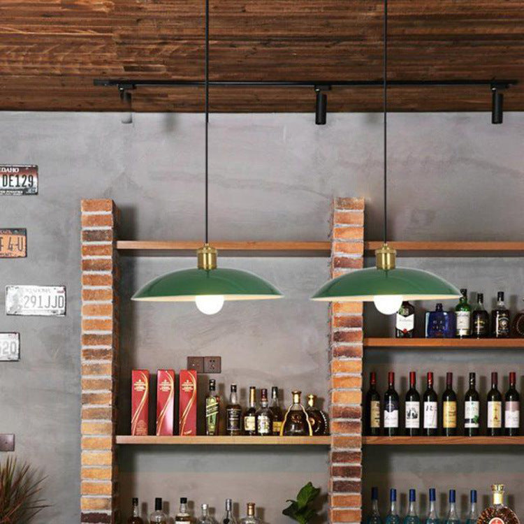 Stornfield | RetroDome Industrial Vintage Pendant Light | Green Iron Dome Design | Single Light | Rustic Ceiling Lighting