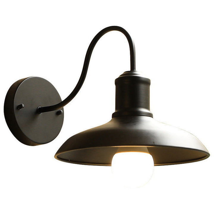 Retro Loft Dome Iron Outdoor Waterproof 1-Light Bent Arm Wall Sconce Lamp | Stornfield