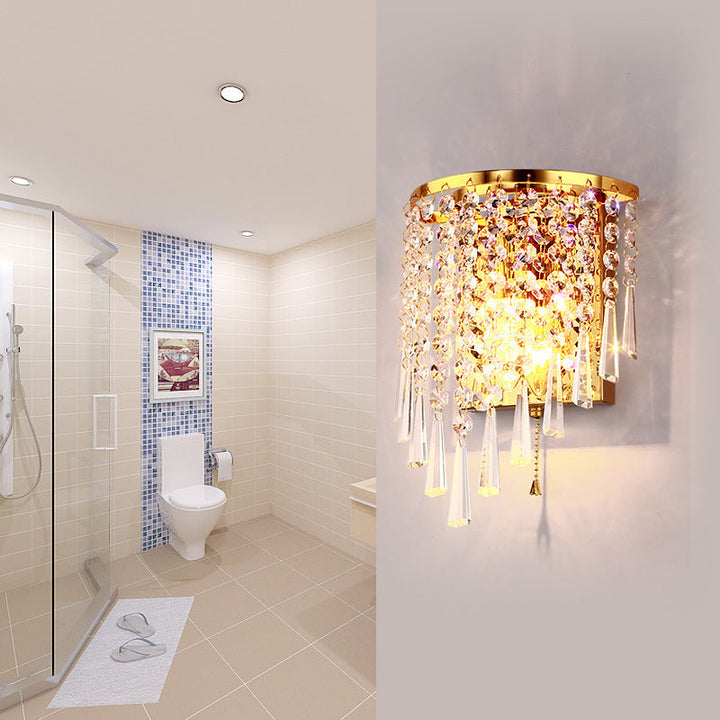 Stornfield | Modern Luxury Octagonal Semi-Round Crystal Stainless Steel Pearl 1-Light Sconce for Living Room