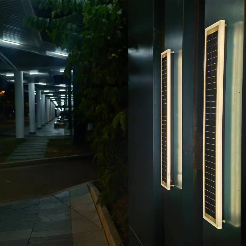 Minimalist Outdoor Solar Rectangular Strip Waterproof Patio LED Wall Sconce Lamp | Stornfield