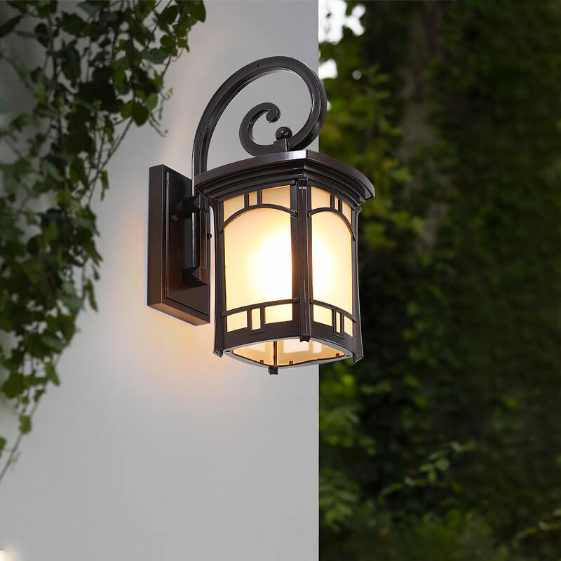 Modern Square Aluminum Glass Carved 1-Light Outdoor Waterproof Wall Sconce Lamp | Stornfield