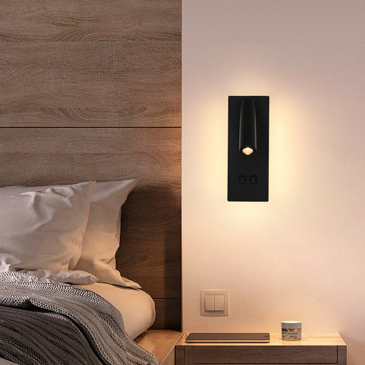 Stornfield | Rectangular Round Minimalist Modern Aluminum Iron LED Wall Lamp for Bedroom