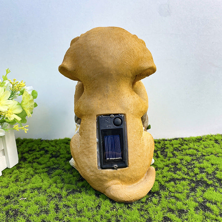 Solar Outdoor Puppy Welcome LED Garden Resin Landscape Light | Stornfield