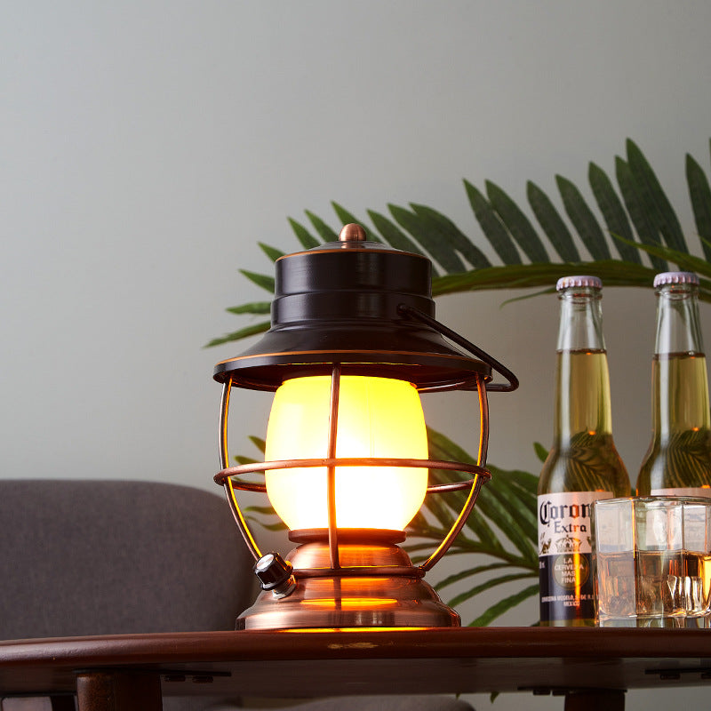 Traditional Farmhouse Waterproof Rechargeable Iron Acrylic Cylinder LED Table Lamp For Entertainment Room | Stornfield