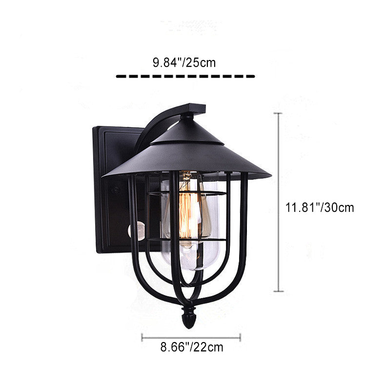 Contemporary Industrial Iron Waterproof Human Body Sensing 1-Light Outdoor Wall Sconce Lamp For Outdoor Patio | Stornfield