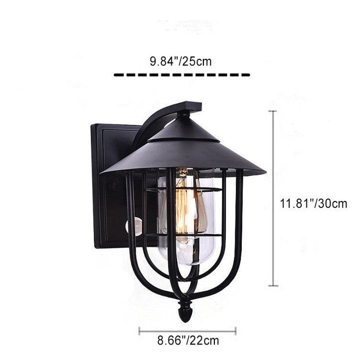 Contemporary Industrial Iron Waterproof Human Body Sensing 1-Light Outdoor Wall Sconce Lamp For Outdoor Patio | Stornfield