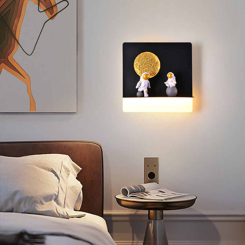Stornfield | Creative Contemporary Iron Resin Astronaut LED Round Wall Lamp for Bedroom