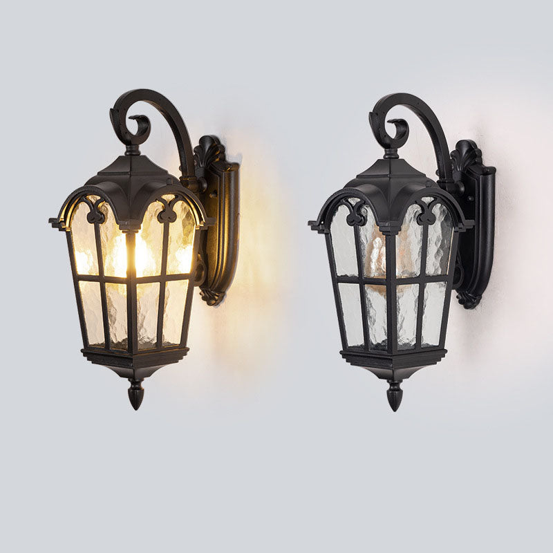 Traditional European Quadrilateral Window Shape Aluminum Glass 1-Light Wall Sconce Lamp For Outdoor Patio | Stornfield