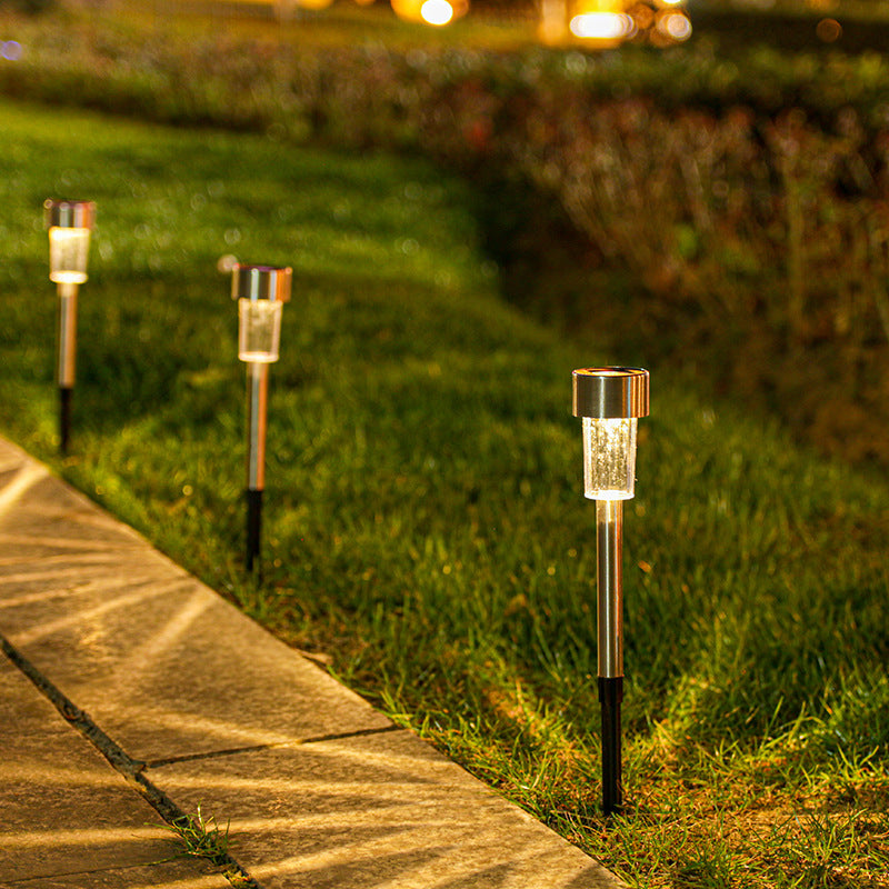 Modern Minimalist Waterproof Solar Cylinder Plastic Stainless Steel LED Landscape Light For Garden | Stornfield