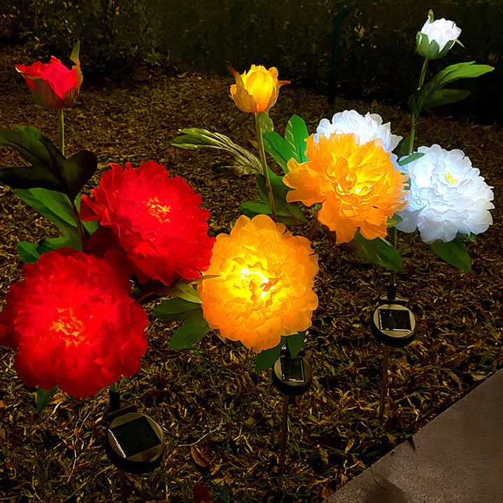 Contemporary Creative Solar Peony Flower LED Waterproof Lawn Landscape Insert Light For Outdoor Patio | Stornfield